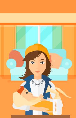 Kadın göğüs pompası ile.