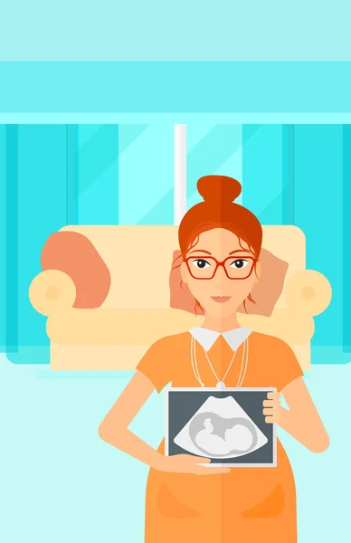 Femme enceinte avec image échographique . — Image vectorielle