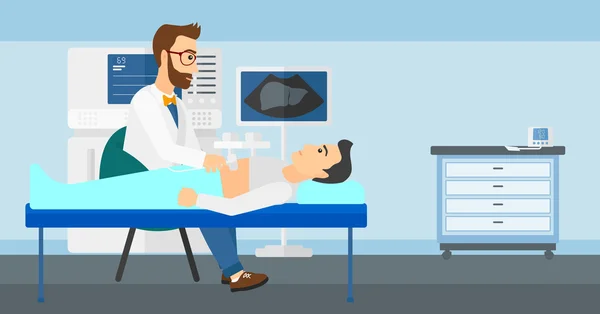 Paciente bajo examen por ultrasonido . — Vector de stock