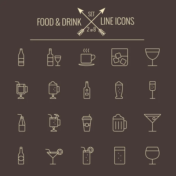 Essen und Trinken Icon Set. — Stockvektor