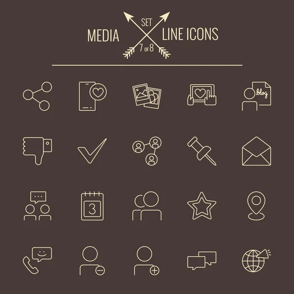 Ensemble d'icônes médias . — Image vectorielle