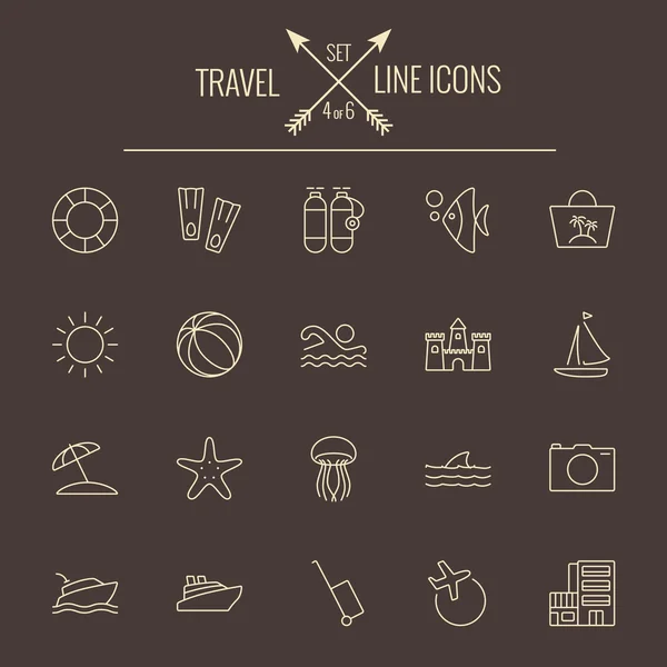 Conjunto de ícones de viagem e férias . — Vetor de Stock