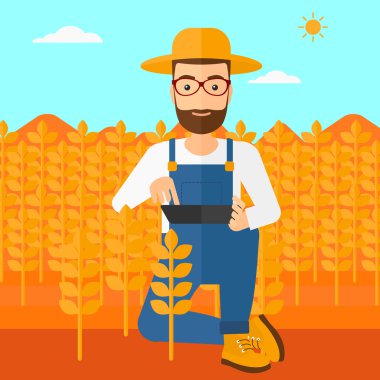 Tablet bilgisayarda alan adamla.