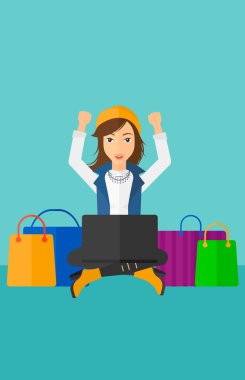 Kadın çevrimiçi alışveriş yapma.