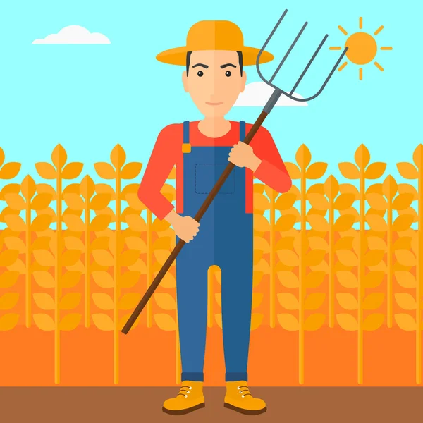 Boer met pitchfork. — Stockvector