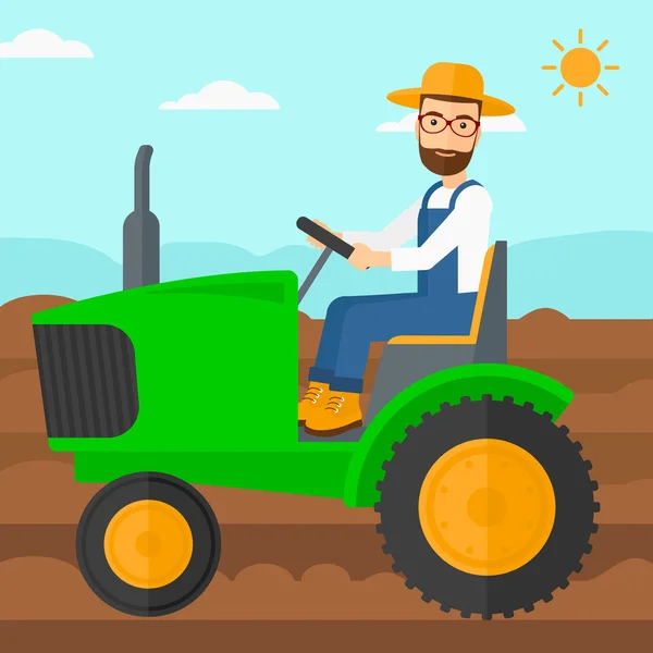 Farmer driving tractor. — Stock Vector