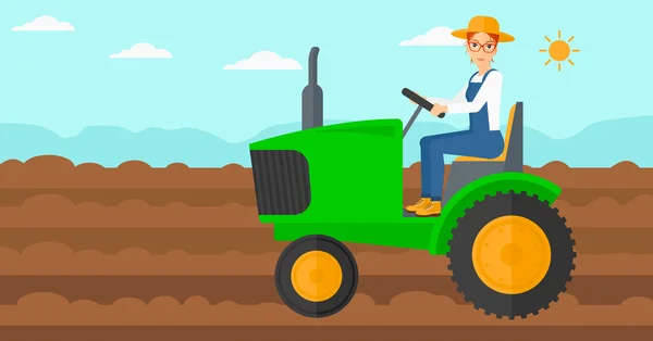 Farmer driving tractor. — Stock Vector