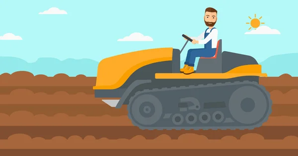 Mezőgazdasági termelő vezetési traktor. — Stock Vector