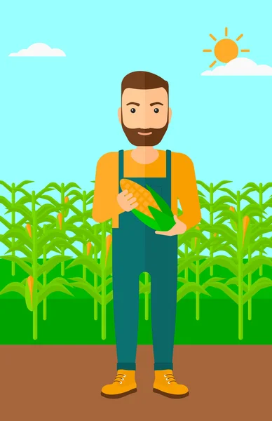 Agriculteur exploitation maïs . — Image vectorielle