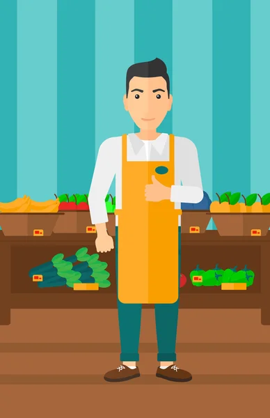 Ouvrier de supermarché sympathique . — Image vectorielle
