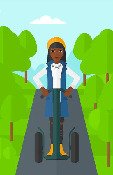 Vrouw rijden op elektrische scooter. — Stockvector