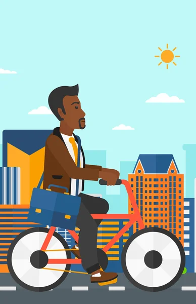 Man cycling to work. — Stock Vector