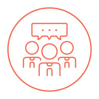 İnsanlarla konuşma kare üzerinde onların kafaları satırı simgesi.