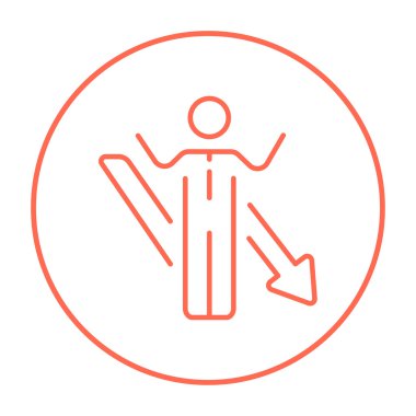 Businessman with arrow down line icon.