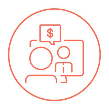 Business video negotiations line icon.