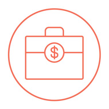 Suitcase with dollar symbol line icon.