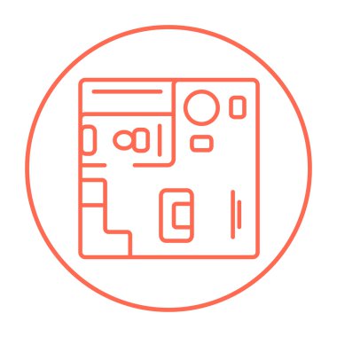 Evin iç mobilya çizgi simgesiyle.