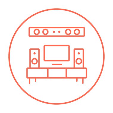 TV flat screen and home theater line icon.