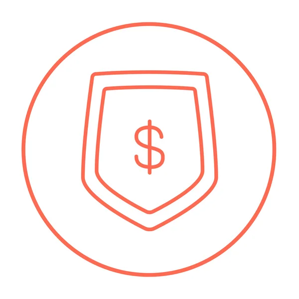 Escudo com símbolo de dólar ícone de linha . — Vetor de Stock