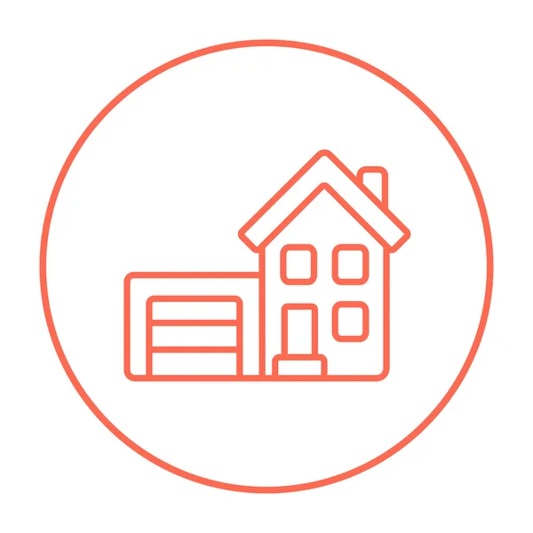 House with garage line icon. — Stock Vector