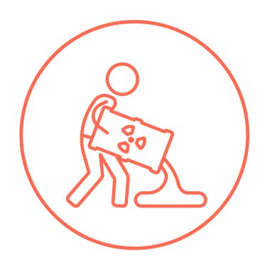 Petrol varil satırı simgesi olan adam.