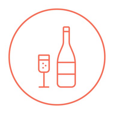 Şişe şampanya ve cam satırı simgesi.