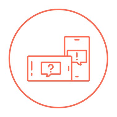 İki akıllı konuşma kareleri üzerinde ekran satırı simgesi.