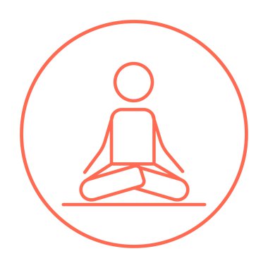 Lotus poz çizgisi simgesinde meditasyon adam.