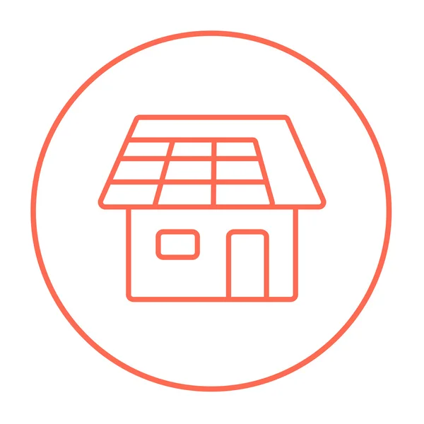 Maison avec icône de ligne de panneau solaire . — Image vectorielle