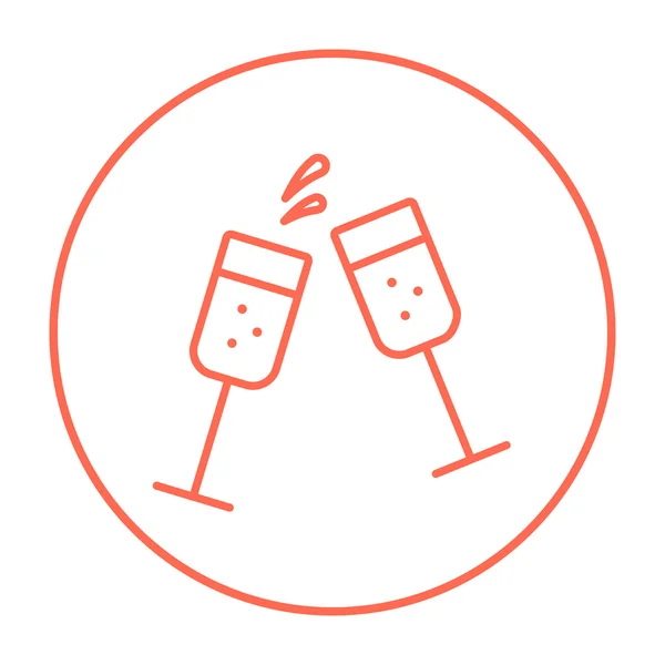 Deux verres de champagne icône de ligne . — Image vectorielle