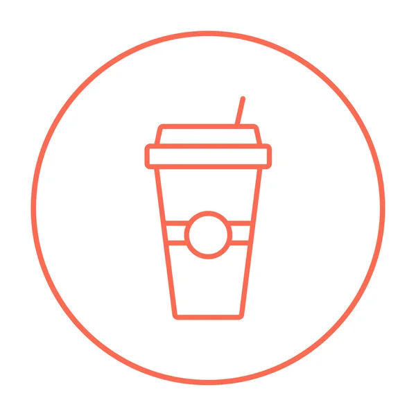 Wegwerp cup met het drinken van stro lijn pictogram. — Stockvector