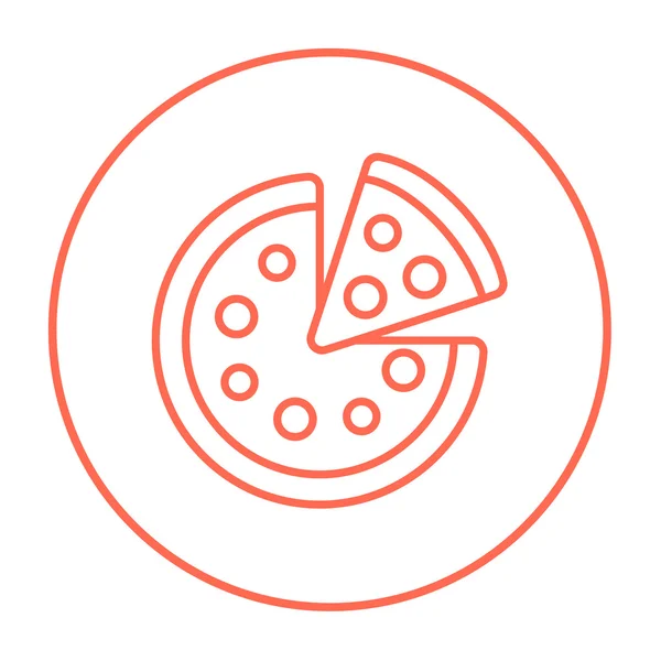 Hele pizza met segment lijn pictogram. — Stockvector