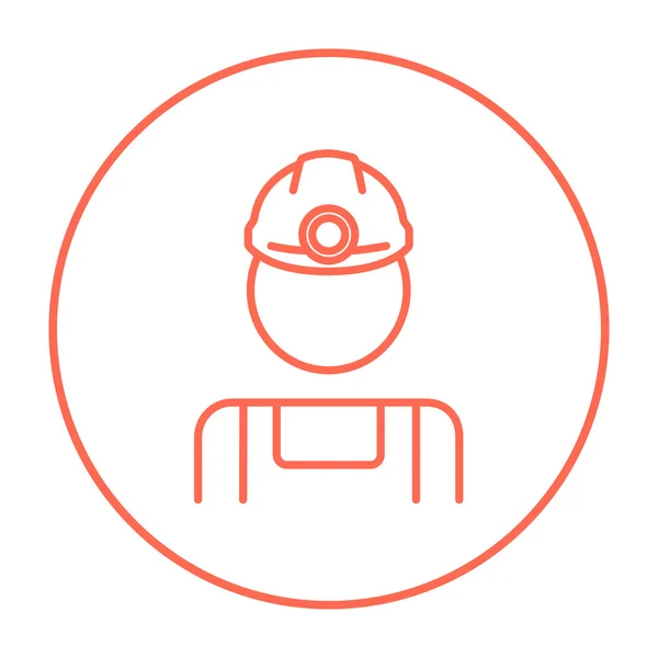 Coal miner lijn pictogram. — Stockvector