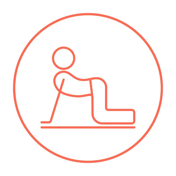 Man praktizerende yoga lijn pictogram. — Stockvector