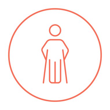 Koltuk değneği satırı simgesi olan adam.