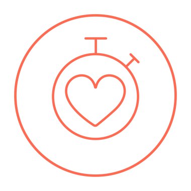 Kronometre ile kalp işareti satırı simgesi.