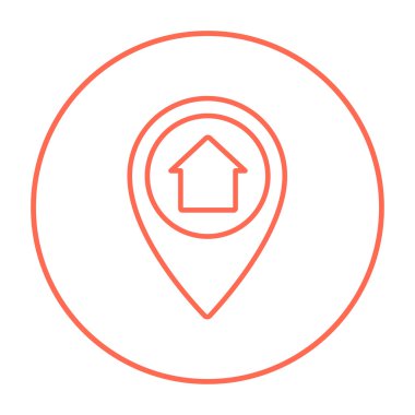 Pointer with house inside line icon.