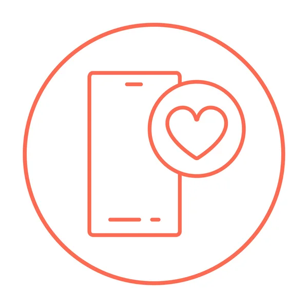 Smartphone with heart sign line icon. — Stock Vector