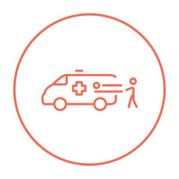 Uomo con icona linea auto paziente e ambulanza . — Vettoriale Stock