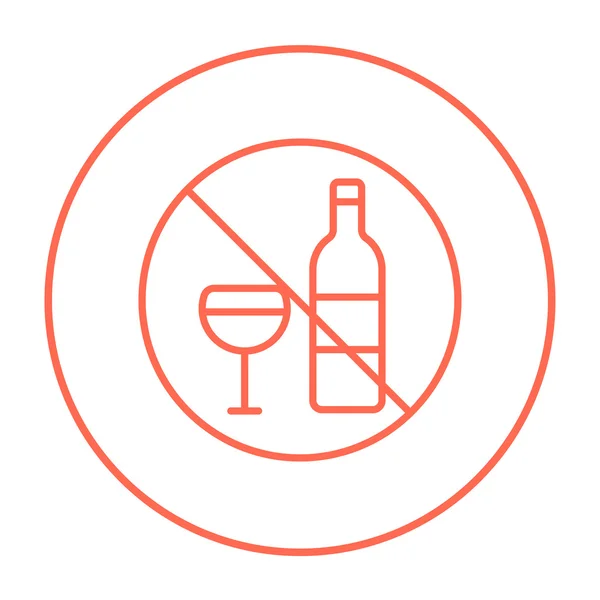 Geen alcohol teken lijn pictogram. — Stockvector