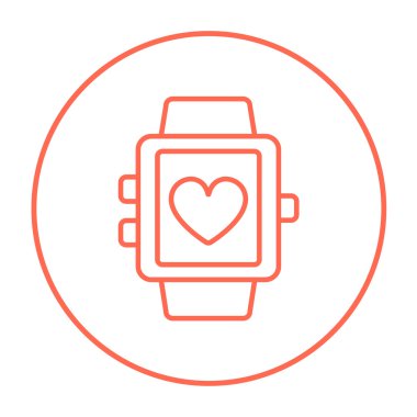 Smartwatch ile kalp işareti satırı simgesi.