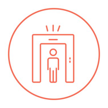 Metal dedektörü kapısı satırı simgesi giden adam.