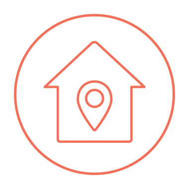 House with pointer line icon.