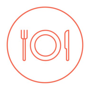 Çatal bıçak takımı satırı simgesi ile plaka.