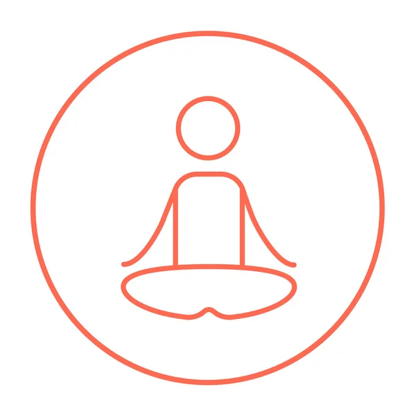 Man meditating in lotus pose line icon. — Stock Vector