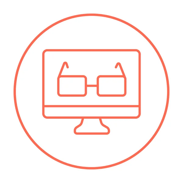 Glasses on computer monitor line icon. — Stock Vector