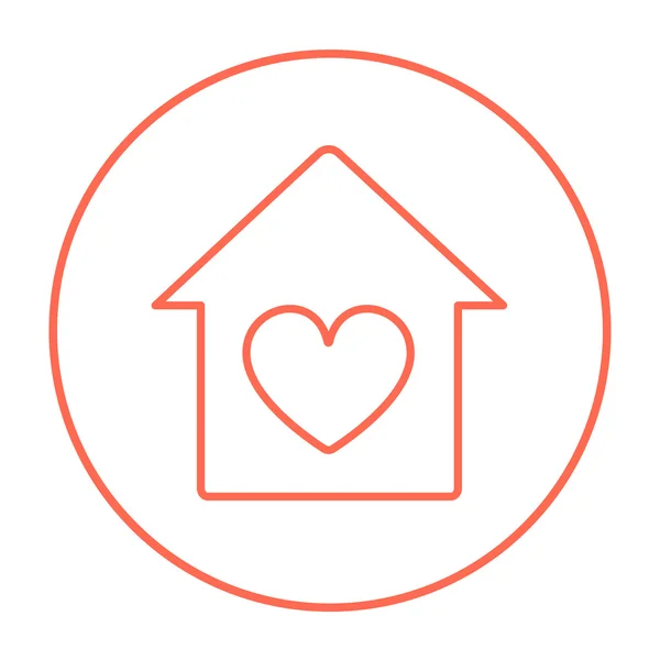 Maison avec icône de ligne de symbole de coeur . — Image vectorielle