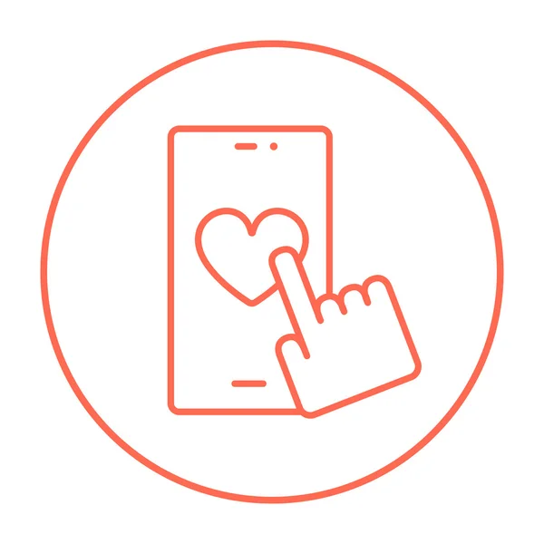 Smartphone with heart sign line icon. — Stock Vector