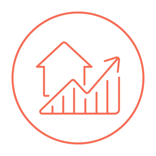 Graph of real estate prices growth line icon. — Stok Vektör