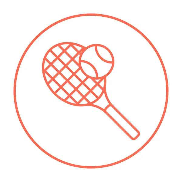 Tennisschläger und Ballline-Symbol. — Stockvektor